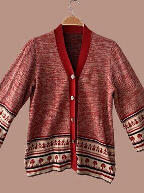 Vintage 70s Space Dye Novelty Cardigan Sweater